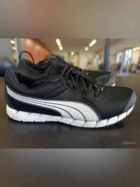 Puma Black with White Stripe Running Shoes